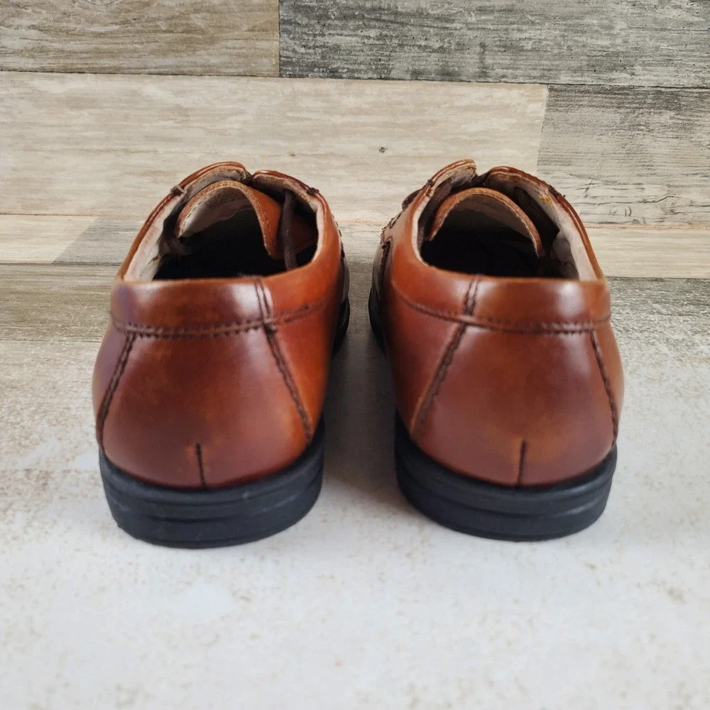 Florsheim Reveal Bike Kids Oxford Shoes Sz 12.5 Cognac Leather Bicycle Toe Lace